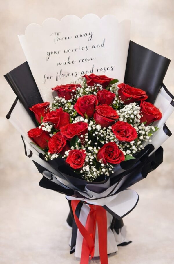 Graceful Love – Red Rose Message Bouquet